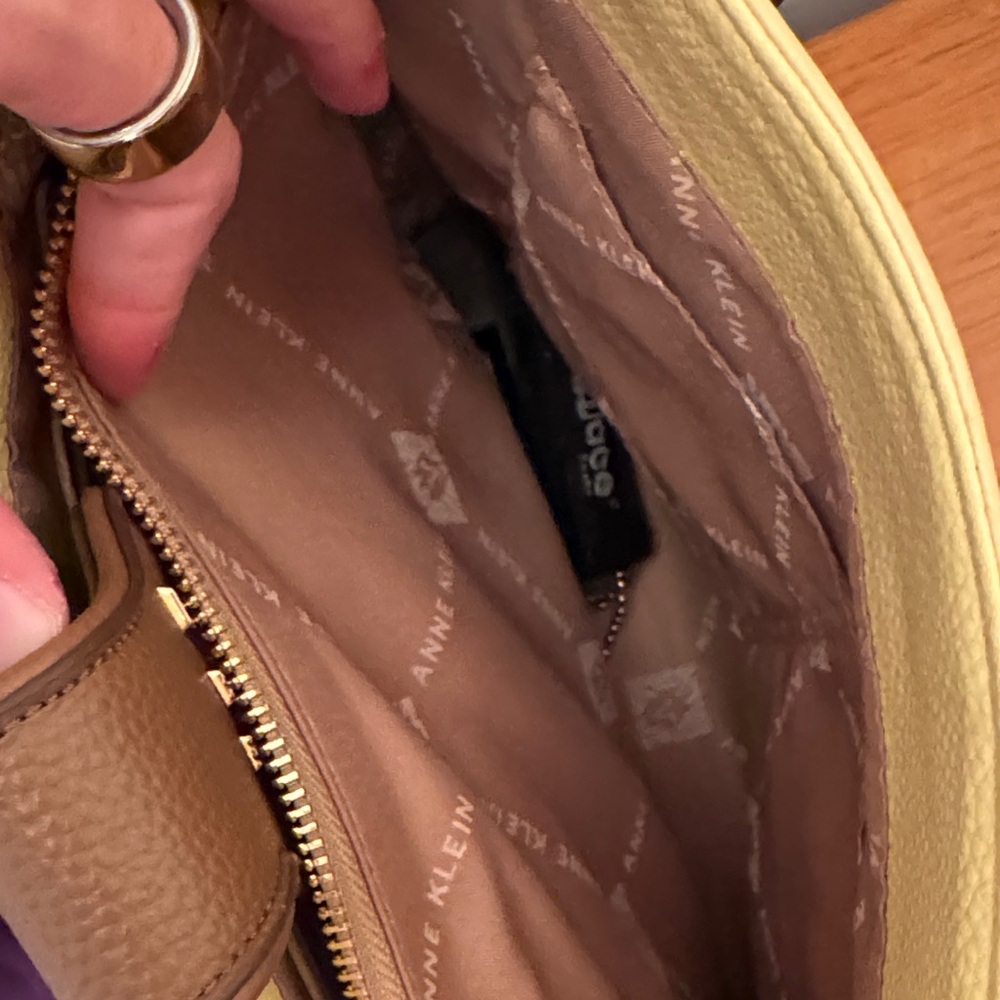 Yellow & Brown Tote Bag - Women's purse Anne Klein — with wallet - Picture 5 of 5
